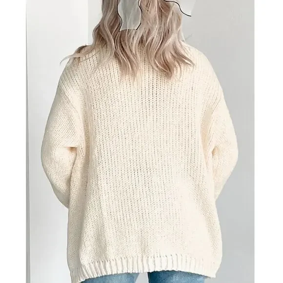 Beautiful White Pumpkin Print Open Front Drop Shoulder Midi Cardigan - Picture 2 of 7